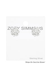 Sterling Silver Rose Ear Studs - SS