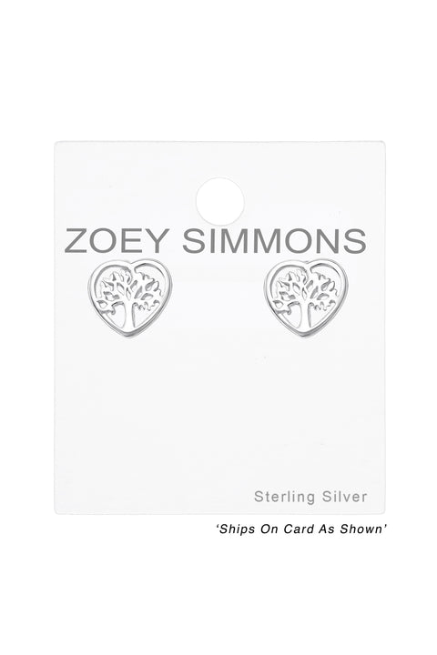 Sterling Silver Tree Of Life Ear Studs - SS