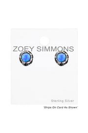 Sterling Silver Shell Ear Studs With Opal - SS