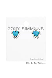 Sterling Silver Turtle Ear Studs With Opal - SS