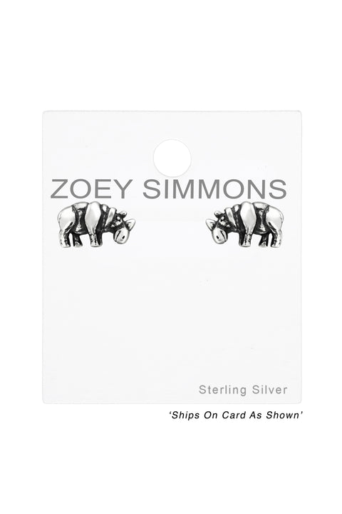 Sterling Silver Rhinoceros Ear Studs - SS