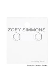 Sterling Silver Hexagon Ear Studs - SS