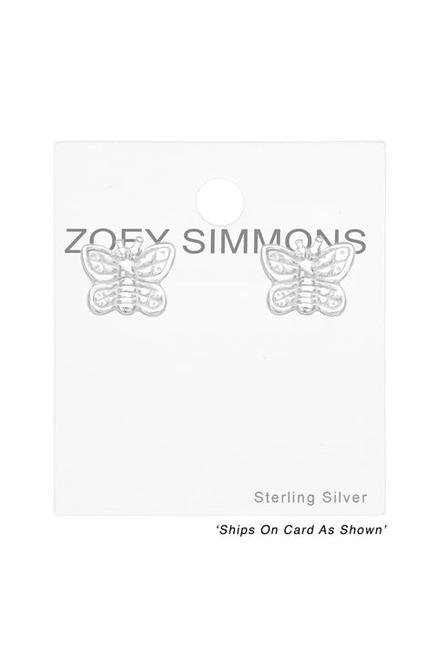 Sterling Silver Butterfly Ear Studs - SS