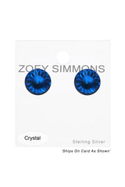 Sterling Silver Cone Ear Studs With Genuine Crystals - SS