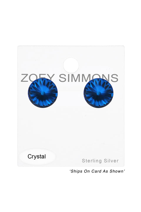 Sterling Silver Cone Ear Studs With Genuine Crystals - SS