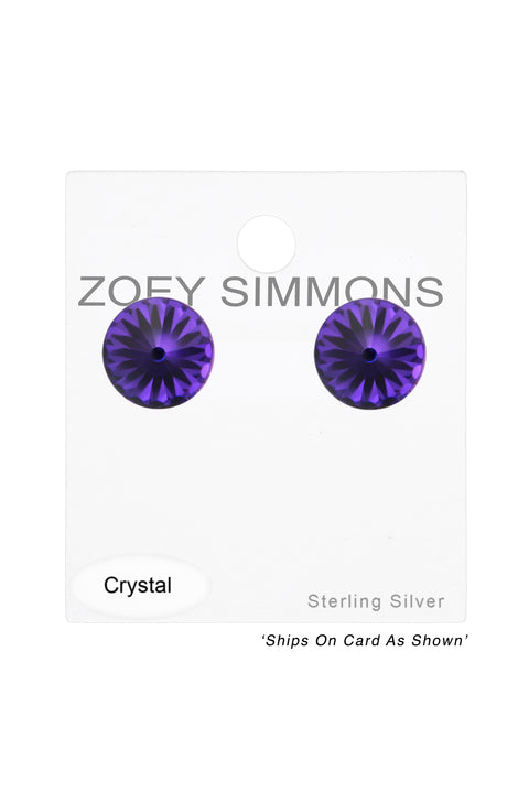 Sterling Silver Cone Ear Studs With Genuine Crystals - SS