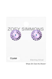Sterling Silver Cone Ear Studs With Genuine Crystals - SS
