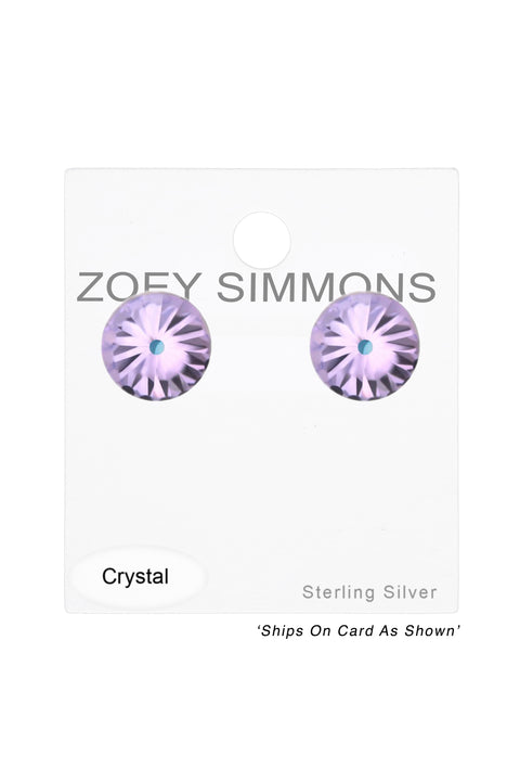 Sterling Silver Cone Ear Studs With Genuine Crystals - SS