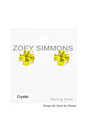 Sterling Silver Round 3mm Ear Studs With Crystals - SS
