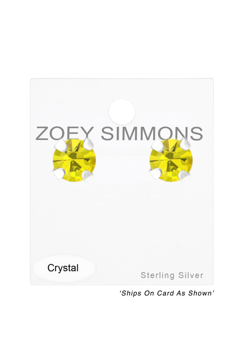 Sterling Silver Round 3mm Ear Studs With Crystals - SS