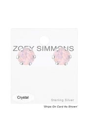 Sterling Silver Round Ear Studs With Genuine Crystals - SS