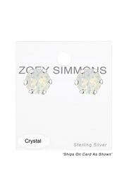 Sterling Silver Round Ear Studs With Genuine Crystals - SS