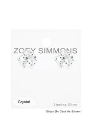 Sterling Silver Round Ear Studs With Genuine Crystals - SS