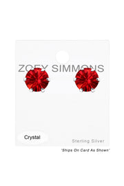 Sterling Silver Round Ear Studs With Genuine Crystals - SS