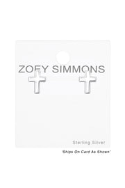 Sterling Silver Cross Ear Studs - SS