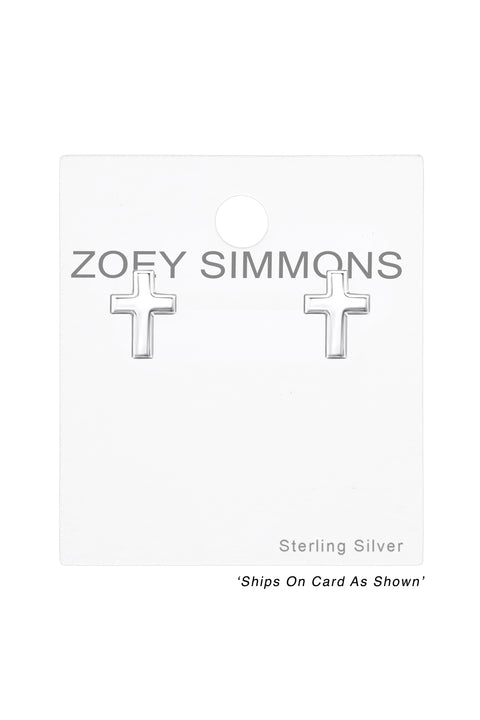 Sterling Silver Cross Ear Studs - SS