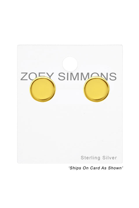 Sterling Silver Round Ear Studs - VM