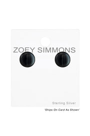 Sterling Silver Round Ear Studs With Imitation Stone - SS