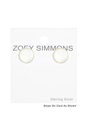Sterling Silver Round Ear Studs With Imitation Stone - SS