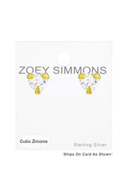 Sterling Silver Heart 4mm Ear Studs With Cubic Zirconia - VM