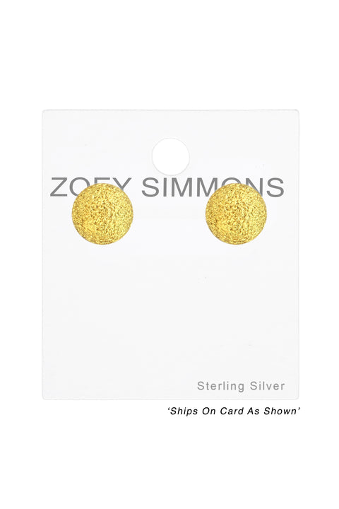 Sterling Silver Ball 4mm Ear Studs With Diamond Dust - VM