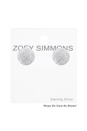 Sterling Silver Ball 6mm Ear Studs With Diamond Dust - SS