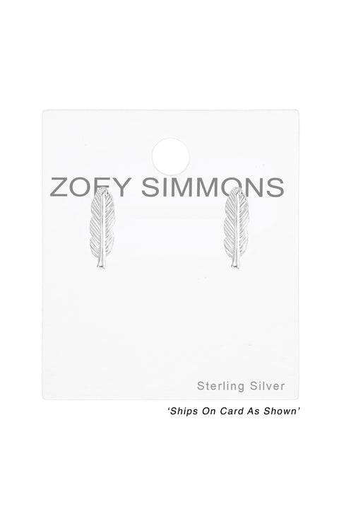 Sterling Silver Feather Ear Studs - SS