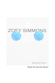 Sterling Silver Ball Ear Studs With Opal - SS