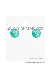 Sterling Silver Ball Ear Studs With Opal - SS