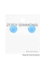 Sterling Silver Ball Ear Studs With Opal - SS