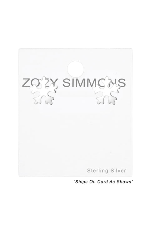 Sterling Silver Snowflake Ear Studs - SS