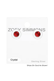 Sterling Silver Round Ear Studs With Crystal - SS