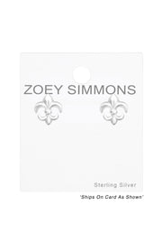 Sterling Silver Fleur De Lis Ear Studs - SS