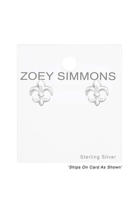 Sterling Silver Fleur De Lis Ear Studs - SS