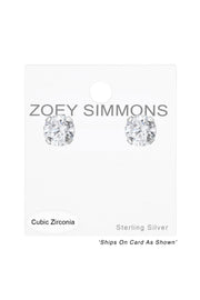 Sterling Silver Round 4mm Ear Studs With Cubic Zirconia - SS