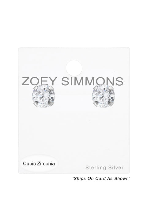 Sterling Silver Round 4mm Ear Studs With Cubic Zirconia - SS