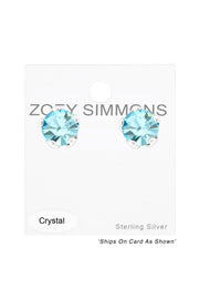 Sterling Silver Round 5mm Ear Studs With Crystals - SS