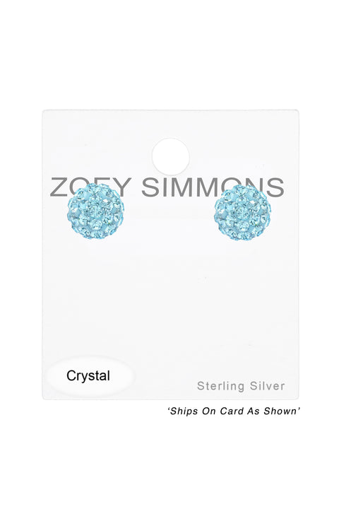 Sterling Silver Round Ear Studs & Swarovski_ Crystals - SS