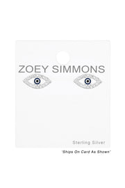 Sterling Silver Eye Ear Studs With Cubic Zirconia - SS