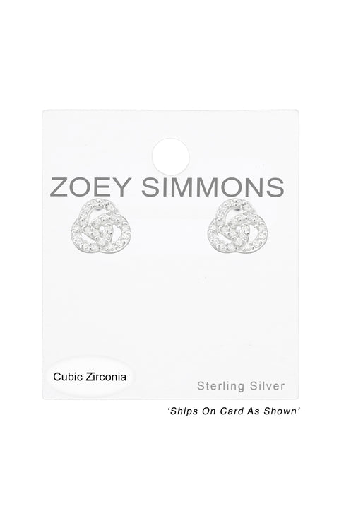Sterling Silver Curl Ear Studs With Cubic Zirconia - SS