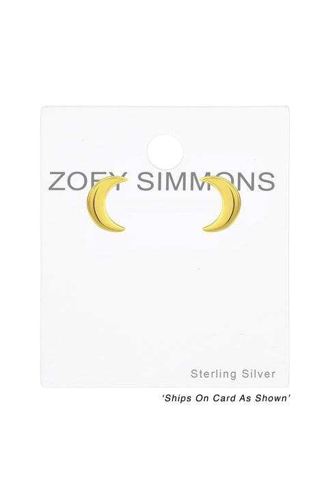 Sterling Silver Moon Ear Studs - VM