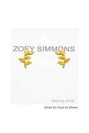 Sterling Silver Leaf Ear Studs - VM