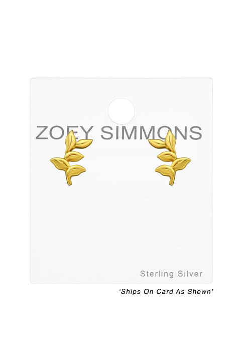 Sterling Silver Leaf Ear Studs - VM