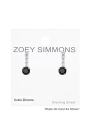 Sterling Silver Round Ear Studs With Cubic Zirconia - SS