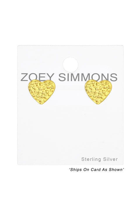 Sterling Silver Heart Ear Studs - VM