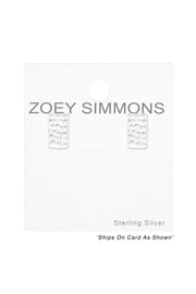 Sterling Silver Rectangle Ear Studs - SS - SS