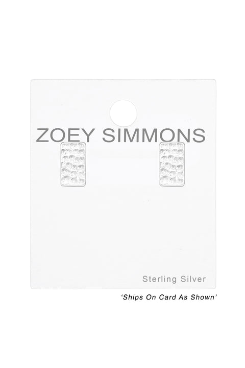 Sterling Silver Rectangle Ear Studs - SS - SS