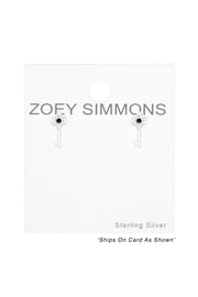 Sterling Silver Key Ear Studs With Epoxy - SS