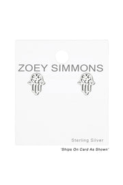 Sterling Silver Hamsa Ear Studs - SS
