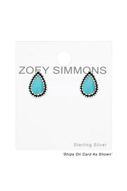 Sterling Silver Pear Ear Studs With Epoxy - SS